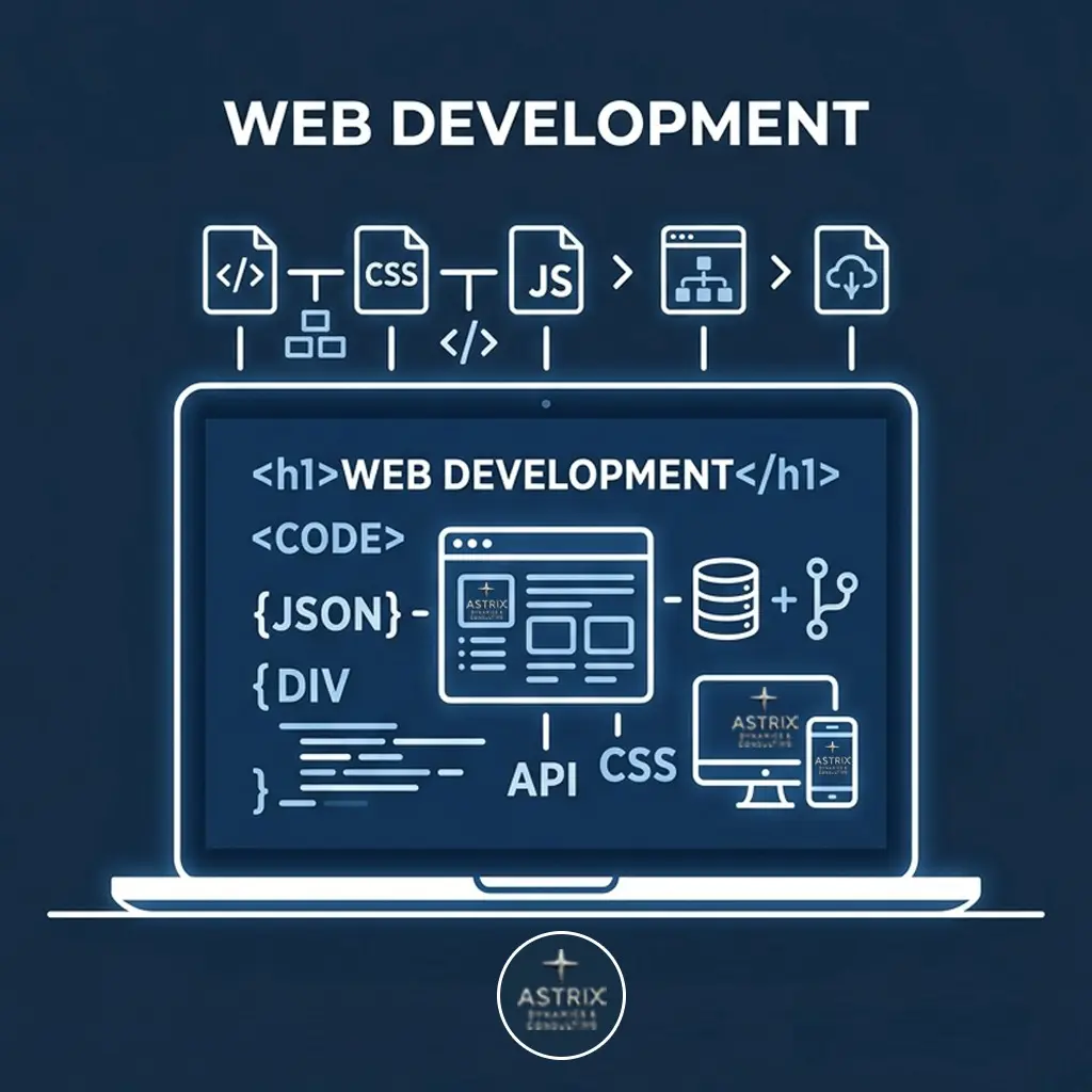 A modern, responsive website interface displayed across a laptop, tablet, and smartphone, showcasing clean UI/UX design and professional web development.